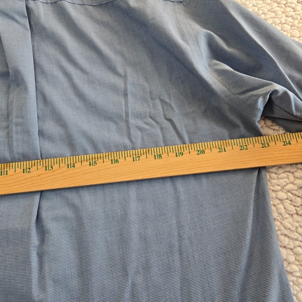 Stafford Mens 16 32/33 Wrinkle‎ Free Shirt Broadcloth Blue Mini Print Preppy - Picture 5 of 8